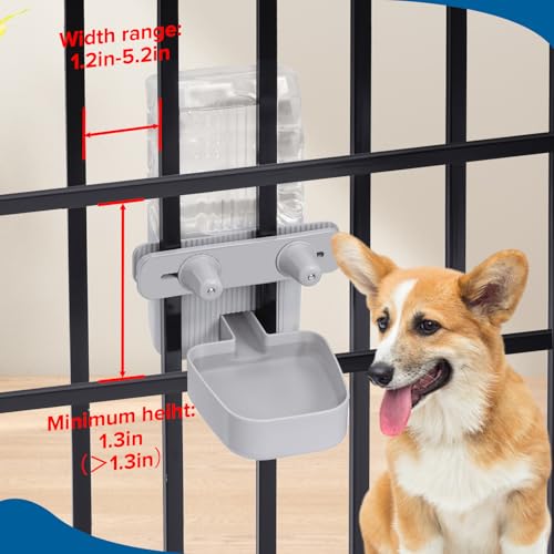 Kenond 50oz Rabbit Water Dispenser,Pet Dog Water Bottle for Crate Cage | Gravity Water Bowl Dispenser Helps Reduce Spills While Keeping Water Cleaner. Compatible with Widemouth Cages, Wire Crates - color: Gray