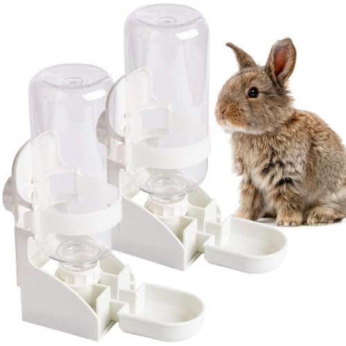 kathson 2PCS Rabbit Water Bottle, 17oz Hanging Water Fountain Automatic Dispenser No Leak WaterFeeder for Bunny Chinchilla Guinea Pig Hedgehog Ferret - size: 2PCS Water Dispenser, White