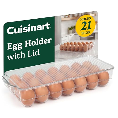Best Brands Cuisinart Egg Holder for Fridge, Holds 21 Eggs, Stackable | Clear BPA-free plastic with fitted lid, fits standard refrigerator shelves, replaces flimsy cartons, hand wash only - color: 21 Eggs