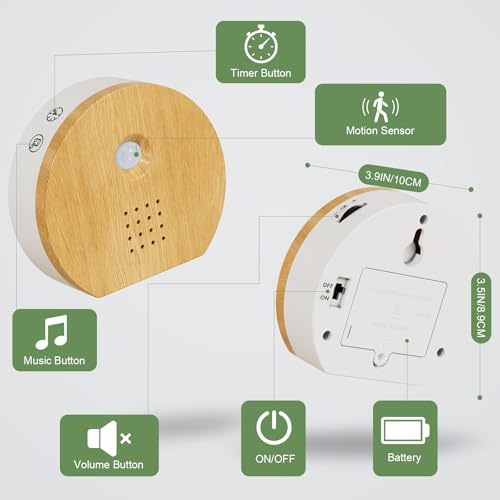 Singing Bird Box with Motion Sensor, White Noise Nature Sound Machine for Bathroom Privacy & Home, 9 Soothing Bird & Water Sounds, Adjustable Volume & Timer, Relaxation Sleep Gift