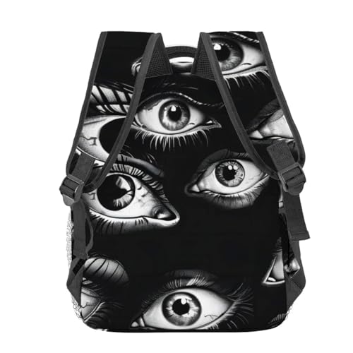 Gothic Eye Backpack,Black & White Polyester Backpacks,Lightweight Double Shoulder Back Pack for Adults,Goth Bookbag,School Bag Gifts,Casual Travel Daypack Book Packs - color: Gothic Eye