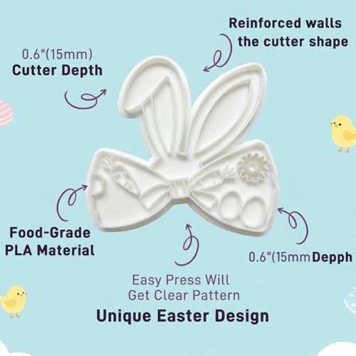 Easter Cookie Cutters Basket Egg 3.5" with Plunger Stamps Handle Spring Holiday PLA Baking Molds Gifts Decorative Party Kitchen Cake Supplies - color: Easter Egg Basket