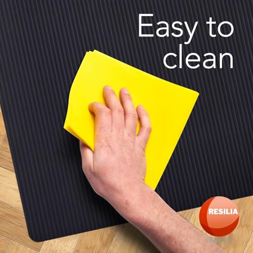 RESILIA Black Plastic Floor Runner - Embossed Wide Rib Waterproof Vinyl, Heavy Duty Protector Mat for Indoor Hardwood, Hard Floors, Garage, Entryway, Kitchen, & Outdoor Use, 15" x 48", Made in USA - size: 15" x 48"