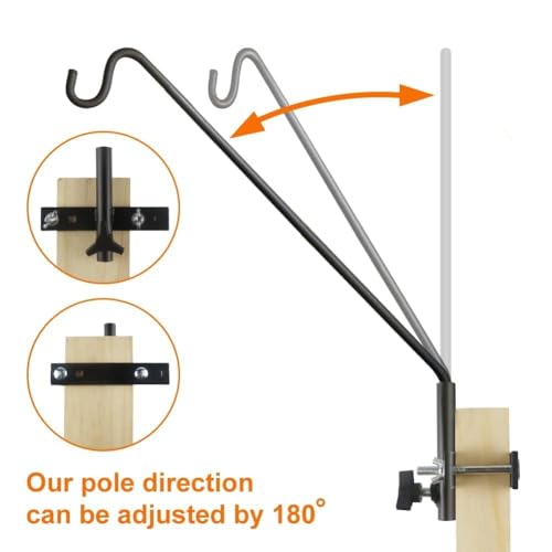 ERYTLLY 2 Packs Extended Rail Hook Fence Deck Bird Feeder Hook 360 Degree Rotary and Length Adjustable Plant Bracket for Feeders, Planters, Suet Baskets, Lanterns, Wind Chimes and More - size: Rail Hook - Adjustable Length - 2 Packs