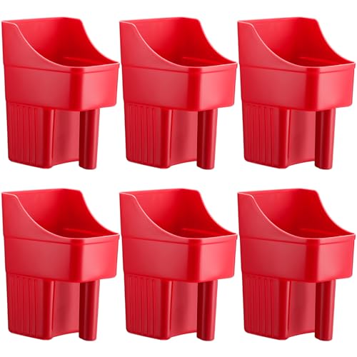 6 Pcs Plastic Feed Scoop Enclosed Feed Scoop with Measure Marks Heavy Duty Durable Stackable for Horse Goat Ranchers Livestock Homesteaders Feeding Supplies (Red) - color: Red