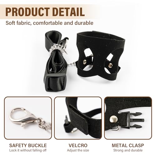 3Pcs Rat Harness and Leash, Small Animal Training Walking Vest Leash Adjustable Traction Rope Strap for Squirrel Gerbil Chinchilla Rat (Black) - color: Black