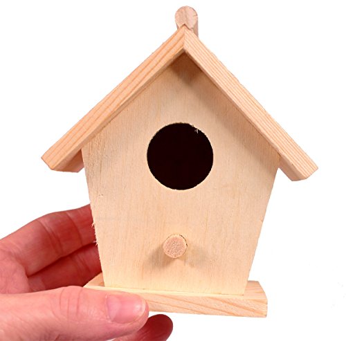 Creative Hobbies® Mini 4 Inch Tall Birdhouse - Set of 4 Styles, Small Unfinished Wood Ready to Paint or Decorate - size: 4 Inch Tall