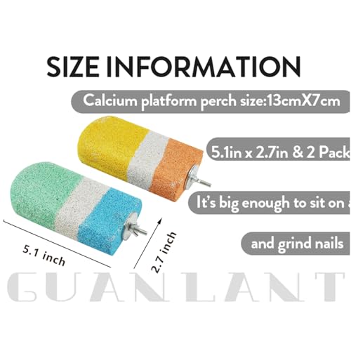 2pcs Bird Beak Grinding Calcium Stone Perch Parakeet Chewing Toy Lava Stand | Cockatiel Chicken Foot Claws Nail Trimmer,Parrot Cage Platform,Volcanic Rock Mineral Block,Small Medium Budgies Conures Rats