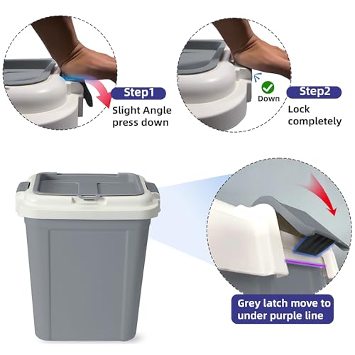 Ashfield & Harkness Airtight Pet Food Grey Storage Container, 23 Qt | Holds 20 lbs of dry food - BPA-free HDPE plastic - silicone airtight seal - scoop included - slim design - color: Grey, size: 20 lbs