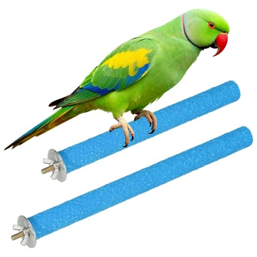 Bird Cage Perch, Colorful Parrot Grinding Claw Sticks, Platform Paw Stand Toy 8/10 Inch, (Wooden, Blue, 2Pcs), Intended for Small Medium Birds/Parrots/Finches/Lovebird - color: Blue, size: 8/10 Inch