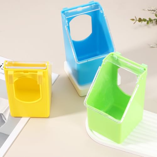 No Mess Bird Feeder, 3.5x3.1x5.5 Inch Parakeet Feeder Bird Cage Accessories Hanging Food Water Dispenser, (Green, 2 Pcs), Intended for Pet/Pigeon/Parrot/Chicken - color: Green
