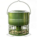 Solution4Patio 8-10LB Bird Feeder, Metal Wild Birdfeeder with 32 Access Holes & 2 Perches, Locking Top Helps Reduce Squirrel Stealing, Rust-Proof Hanging Design for Cardinals & Finches - color: Glazed Green