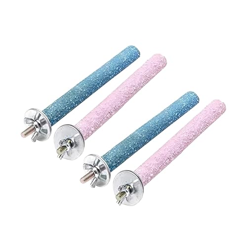 4 Pcs Bird Perch Stand Toy,Random Bird Perch Stand Toy Wood Parrot Grinding Claw Sticks Sanded Cage Toy for Parakeets Finches Parakeet Toys, Sanded Surface Cage Accessories for Parakeets Finches