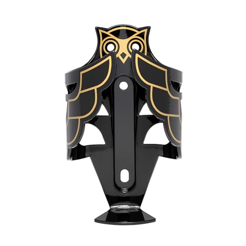 Portland Design Works Water Bottle Cage - Lightweight Water Bottle Holder for Bikes, Owl Cage, Black/Gold - style: Owl Cage- Black/Gold