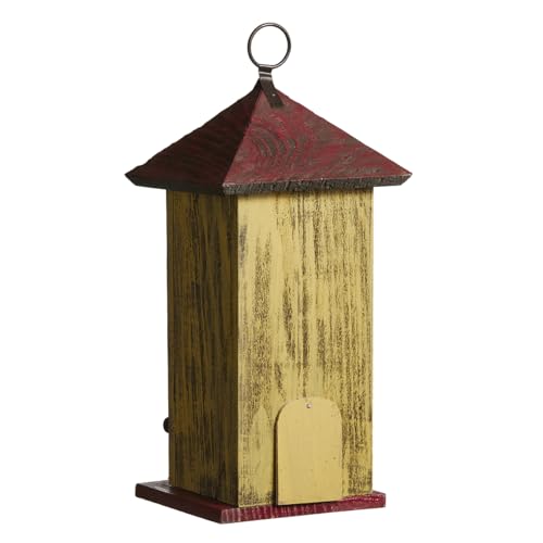 Glitzhome Bird houses for Outside,11.75"H Hand Painted Distressed Wooden Decorative Hanging Bird House for Outdoor Garden Birdhouse with 3D Metal Flower for Swallow Sparrow Hummingbird Finch Cardinals - color: 11.75"H