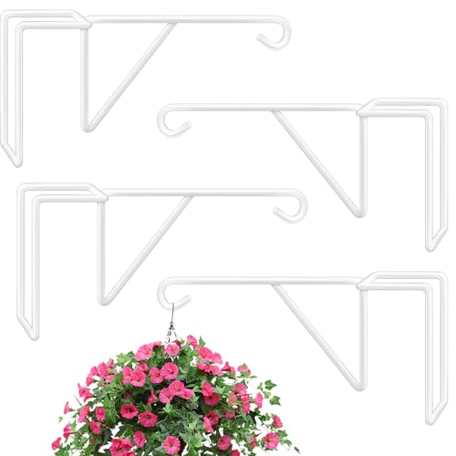 4 Pack Vinyl Fence Hooks, Heavy Duty Durable White Fence Plant Hangers for Outdoor, Over The Fence Hooks, Patio Hooks for Hanging Plants, Flower Baskets, Bird feeders, Lights, Pool Equipment - color: White