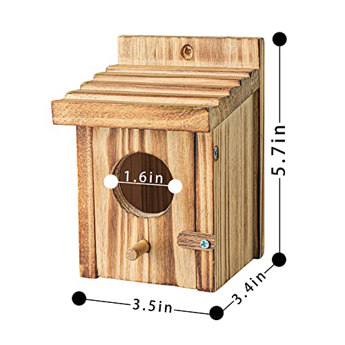 Humming Bird Houses for Outdoor Hanging Small Bird Nesting Box - Wood Nest for Wren, Chickadee, Robin, Hummingbird, Parakeet - Perch House for Outdoors Birdhouse Birds - Made of Pine Wood