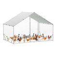 GarveeLife Large Chicken Coop, Metal Chicken Run with Anti-Ultraviolet Waterproof Cover, Spire Roof Walk in Poultry Cage, Outdoor Chicken Pen for Backyard and Farm Use, 9.8 ft x 6.5 ft x 6.5 ft - size: 118.1"L x 78.7"W x 78.7"H