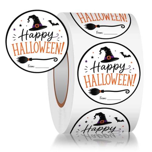 Louise Maelys 2 Inch Happy Halloween Stickers,500PCS | Roll Writable Labels for Gift Bags, Treat Bags, Envelopes, Party Favors, Bakery Packaging, Holiday Decorations - color: Halloween