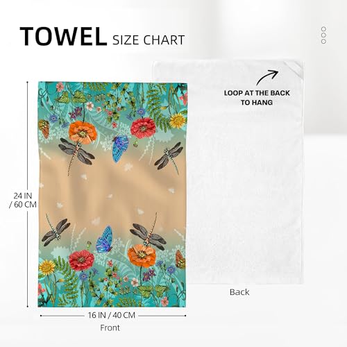 Dragonfly Floral Kitchen Towel Decorative Set of 2 Tea Towel 16"x24" | Soft Absorbent Spring Summer Kitchen Decor Bloom Flowers Dish Towels for Kitchen Drying Farmhouse Bathroom Home Decor - color: Dragonfly Floral