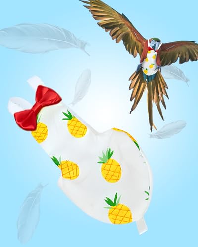 UKJENT Bird Diaper with 78 Inch Flying Leash - 2 Pack, Reusable Flight Suit with Waterproof Inner Layer, Washable Cute Urine Wet Suit for Cockatiel Monk Parakeet Sun Parakeet Lory(M) | 2 Pack Large Protective Parrot Nappy, Urine Wet Suit for Parakeets Con