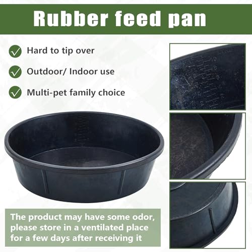 Sadnyy 3 Pcs 12 Quart/ 3 Gallon Rubber Feeder Pan, Rubber Feed Pan Utility Horse Feed Bucket Dog Bowl Horse Feeder for Cats Dogs Goats Chicken Dust Bath Container Animal Feeding, 17.5 x 5.3 inches - size: 12 Quart/ 3 Gallon