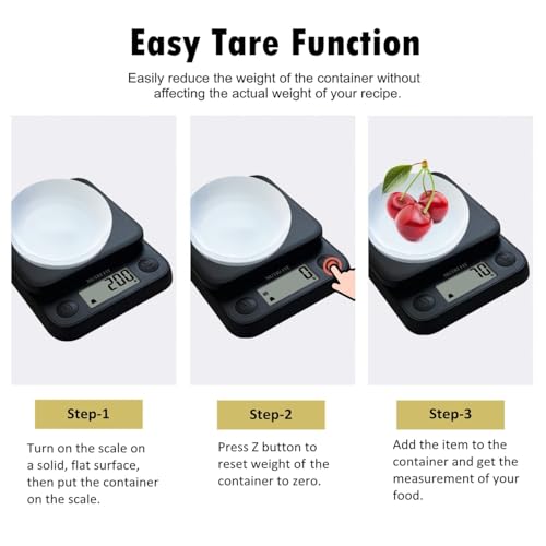 Food Scale Small Digital Kitchen Scales Weight Grams Ounces Black | Max 11lbs 0.5g Increment, Compact Design, Smart Tare, Weight Loss Cooking Baking Coffee, Easy to Use for Travel, AAA Battery - color: Classic Black