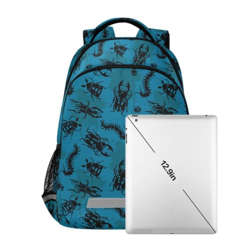 Kids Bugs Backpack for Boys Girls School Bags | Elementary Middle, Travel Daypack Lightweight Waterproof with Reflective Strip - color: Bugs 02