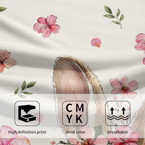 Pink Floral Bunny Hand Towels, 14x28 Inch Spring Flowers Cute Rabbit Easter Day Decor Absorbent Soft Dish Washing Cloth Face Tea Towels for Kitchen Bathroom Holiday Decoration - color: Bunny Pink Flowers