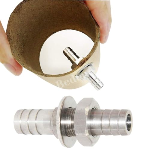 Beduan 1/2" Hose Barb Thru-Bulk Bulkhead Straight Hex Union Stainless Steel Fitting(Pack of 2) - size: 1/2" Hose Barb, style: Pack of 2