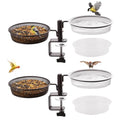 2 Pack Deck Bird Feeders Deck Mount Bird Bath Spa for Dual Use Deck Flower Stand Flower Pot Great for Attracting Birds Detachable and Adjustable Heavy Duty Sturdy Steel,Bronze - color: deck bird feeder bronze-2packs