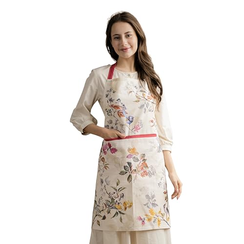 Maison d' Hermine Aprons for women with Pocket 100% Cotton (27.50"x31.50") | Adjustable Neck Strap & long ties Apron Men Chef Wedding Cooking Gardening Server Maid - color: 049 - Equinoxe - Beige