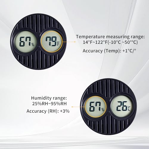 CIGAROL Mini Digital Hygrometer & Thermometer for Humidors — Indoor/Outdoor Temperature & Humidity Gauge for Greenhouse, Incubator, Reptile Terrarium & Jars, °F/°C（Pack of 1）