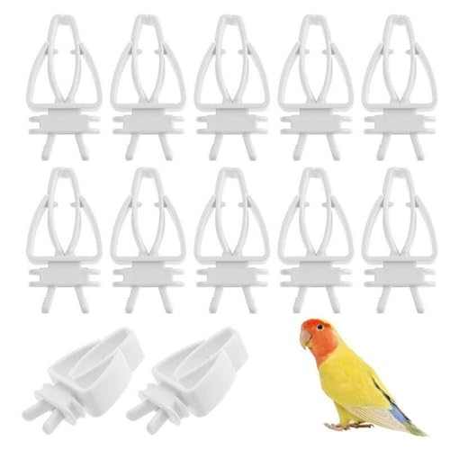 Cage Food Holder, Cuttlefish Bone Feeder Device Clamp Bird Cage Accessories, Millet Holder for Birds Cages, Small Animal Fruit Vegetable Stick(White)