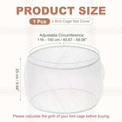 Bird Cage Seed Catcher, Bird Cage Net Cover Seeds Guard, Universal Birdcage Accessories, White, Circumference 45.7"-59.1", Height 9.8" for Parrot Cockatiel Enclosures - color: White, size: Circumference 45.7"-59.1", height 9.8"