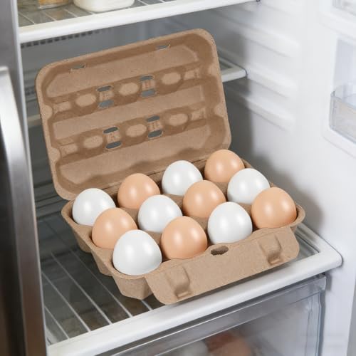 25 Pack Egg Cartons, 3x4 Style Reusable Egg Cartons Cheap Bulk | Natural Paper Pulp Egg Cartons Bulk, Sturdy Egg Holder for Fridge, Egg Carton for Fresh Chicken Eggs