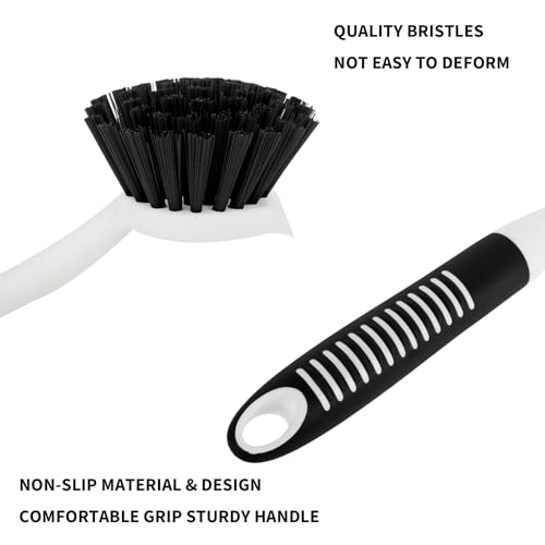 Dish Brush with Handle, 2 Pack Scrub Brushes, Black | Built-in Scraper, For Cleaning Kitchen, Pots, Pans and Sink, Scrubber Washing Tools - color: Black