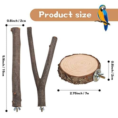 9 PCS Natural Wood Bird Perch, Wooden Parrot Perch Stand | Bird Cage Branches Platform Accessories for Parakeets Cockatiels Conures Macaws Finches Love Birds - color: 9Pcs
