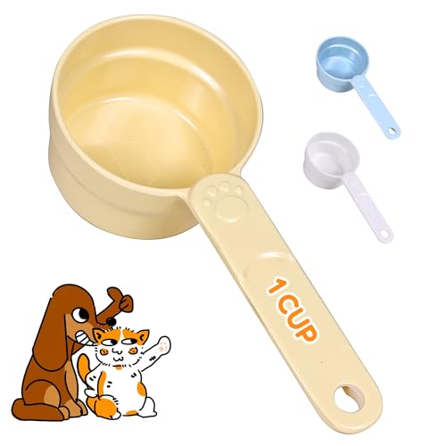 1 Cup Dog Food Scoop, Extra Long Handle Sturdy Melamine Pet Food Measuring Scoop with Clear Marking Lines, BPA-Free, Shatterproof, Dishwasher Safe (Butter Yellow, 1 Cup) - color: Butter Yellow, size: 1 Cup