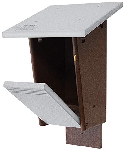 BestNest Amish Made Sparrow Resistant Bluebird House | Gray & Brown Recycled Plastic Birdhouse with Slot Entrance, Overhanging Roof & Easy Clean-Out | Durable Outdoor Nesting Box for Bluebirds