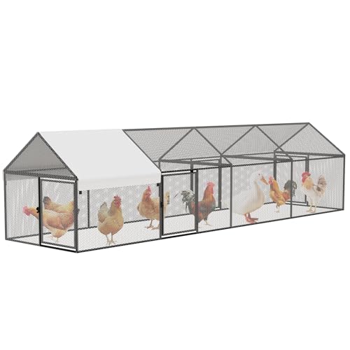 NUGRIART Metal Chicken Coop 157"×40"×40" Chicken Run with Waterproof Cover Portable Poultry Cage Walk in Hen House Outdoor Backyard Farm Animal Enclosure Crate Pet Playpen Exercise Pen for Rabbit Duck - size: 157.0"L x 40.0"W x 40.0"H