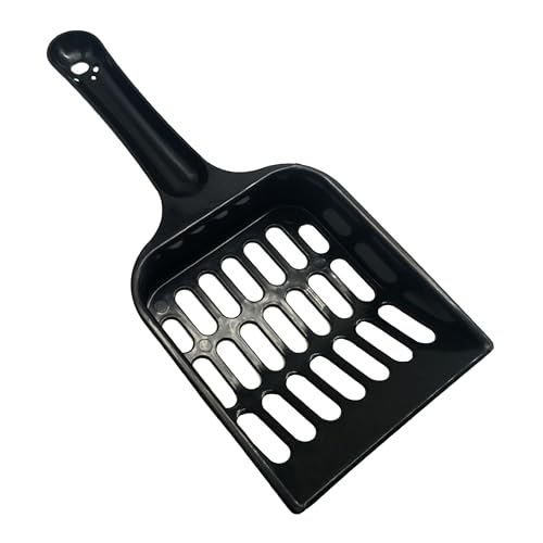 SunGrow Cat Pellet Scoop, Black Sifter and Poop Lifter, Pet Litter Box Maintenance, Plastic Shovel with Wide Slats, Kitten Scooper for Pine Pellets, Convenient Hanging Hole for Quick Storage, 8x3.5
