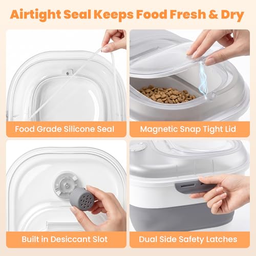 50 Lbs Rice Storage Container, Collapsible Pet Food Container | Airtight Dog Food Storage Container with Wheels, Transparent Lid, 2 Measuring Cup, 2 Scoop, BPA Free for Cat Food, Bird Seed - color: 50lbs
