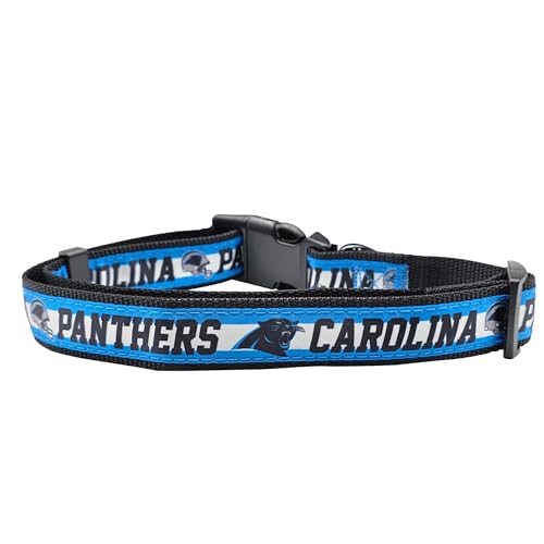 Pets First NFL Carolina Panthers Licensed PET COLLAR, Medium - Heavy-Duty, Strong, and Durable Dog Collar. Available in 31 Football Teams and 4 Sizes - color: Carolina Panthers, size: Medium