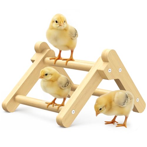 INNOALND Chick Perch Foldable, Chick Toys Stable & No Assemble | Baby Chick Toys for Stand Training, 8.27" × 7.68" × 4.92" Roosting Perch for Chicks Brooder | Coop (S) - size: 8.27" × 7.68" × 4.92"