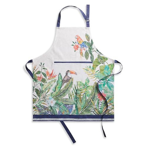 Maison d' Hermine Aprons for women with Pocket 100% Cotton (27.50"x31.50") | Adjustable Neck Strap & long ties Apron Men Chef Wedding Cooking Gardening Server Maid - color: 033 - Mosaic