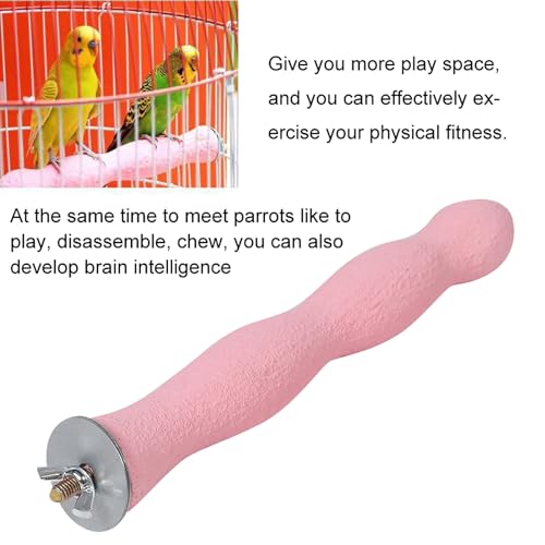 Bird Perch Parrot Perches for Cage Bird Grinding Bar Extender | Bird Perches for Cage, Bird Cage Accessories, Prevents Feather Plucking, Parrot Perch, Pink Parrot Attractor, 8.7 Inches