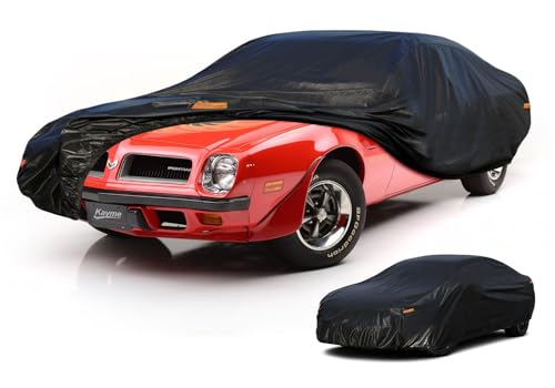 Kayme Coupe Car Cover Waterproof All Weather - See Size Chart - Size C6 | Accurate Fit, Heavy Duty for Automobiles, Outdoor Sun Rain Snow UV Protection. Soft Cotton, Driver Door Zipper, Storage Bag - color: PE-Black, size: 1 C6 Fit Coupe/Cabrio-Length (20