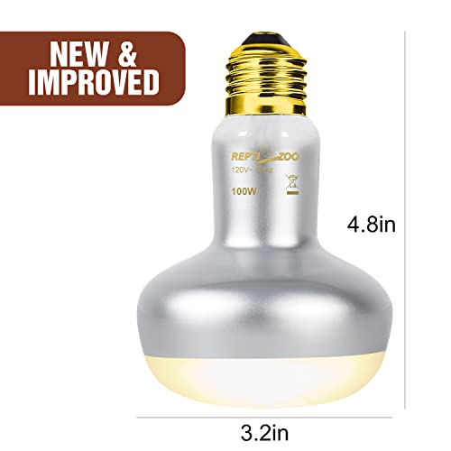 REPTI ZOO 2 Pack Heat Lamp 100W, Intense Basking Spot Simulated Natural Sunlight Heating Lamp Bulb, Heat Emitter UVA Heat Lamp Bulb for Reptile Chickens Pet Brooder - style: Natural Basking Light Bulb