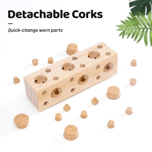 2 Pcs Wooden Bird Chew Toys - 7.9 Inch Hanging Parrot Toys, with 92 Detachable Corks, Relieve Boredom & Anxiety, Foraging Toys, for Parakeet, Cockatiel, Conure, Budgie, Lovebird - style: Bird Toys
